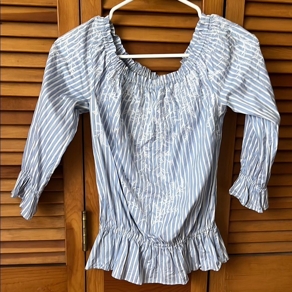 Blue and White Striped Blouse